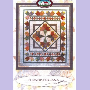 Patchwork Quilt Pattern Flowers for Jana Spring Quilt Twin, Double, Wall Hanging-Colorful Pattern and Quilting Template PDF Instant Download