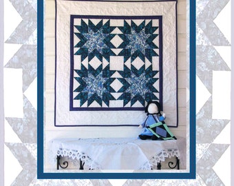 Free Quilt Pattern Thistle Star - Wall Hanging, Easy Quilt Project for Beginner, Simple Quilt Pattern - Patchwork Instant Download