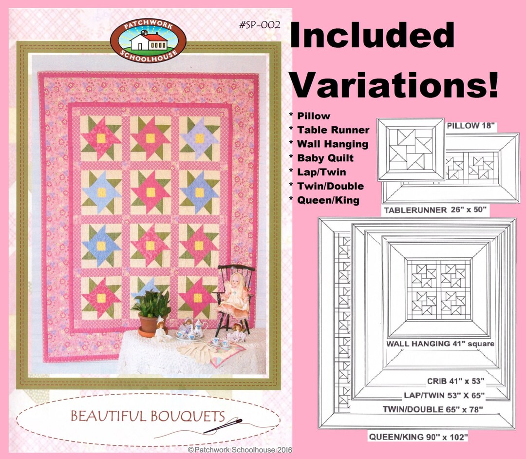 Quilt Pattern Beautiful Bouquets for Baby Girl Quilt, Table Runner ...