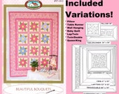 Quilt Pattern Beautiful Bouquets for Baby Girl Quilt, Table Runner, Pillow, Wall Hanging, Crib, Twin Double or Queen King Size Quilts PDF
