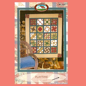 Sampler Quilt Pattern Playtime:Varied Quilting Blocks Make a Great Colorful Sampler Quilt by Patchwork Schoolhouse PDF Instant Download