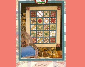 Sampler Quilt Pattern Playtime:Varied Quilting Blocks Make a Great Colorful Sampler Quilt by Patchwork Schoolhouse PDF Instant Download