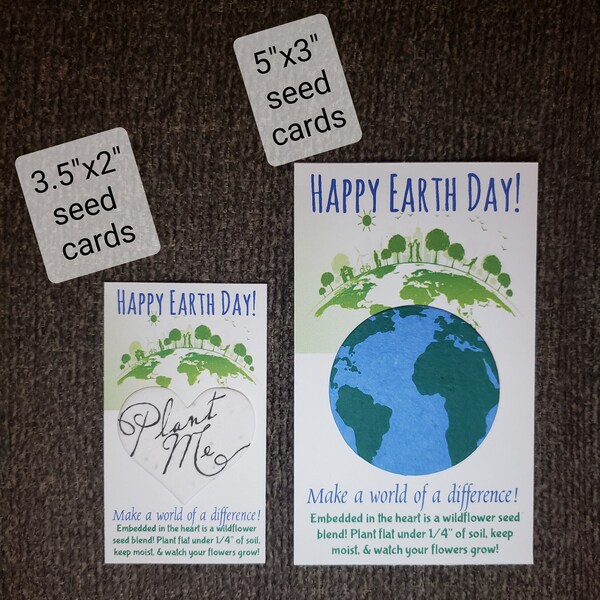 Earth Day Seed Cards with Wildflower Seeds - Save the Planet - happy earth day cards - seed cards