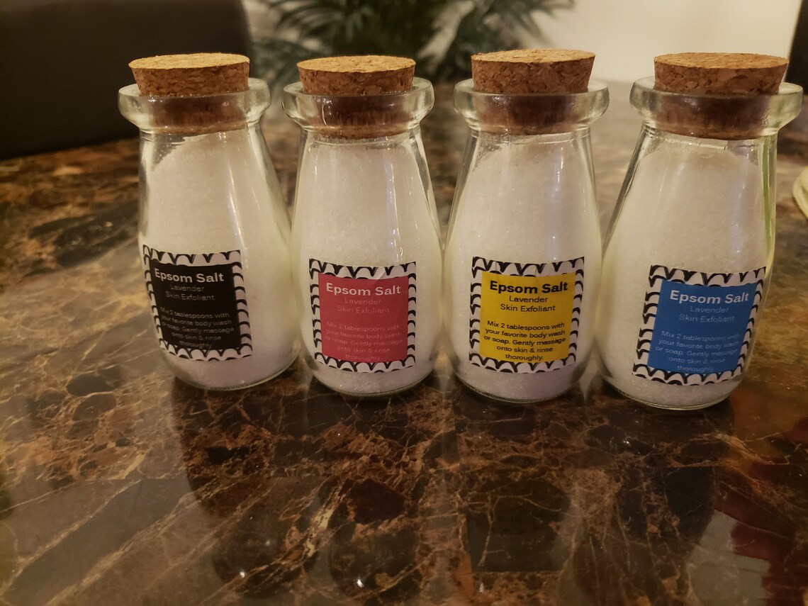 Lavender Epsom Salt Glass Jars set of 4 Etsy UK