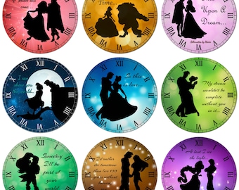 Disney Couples Quotes Clock