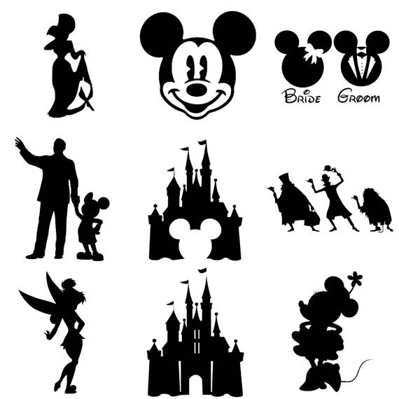 3'' Disney Silhouette Decals Etsy