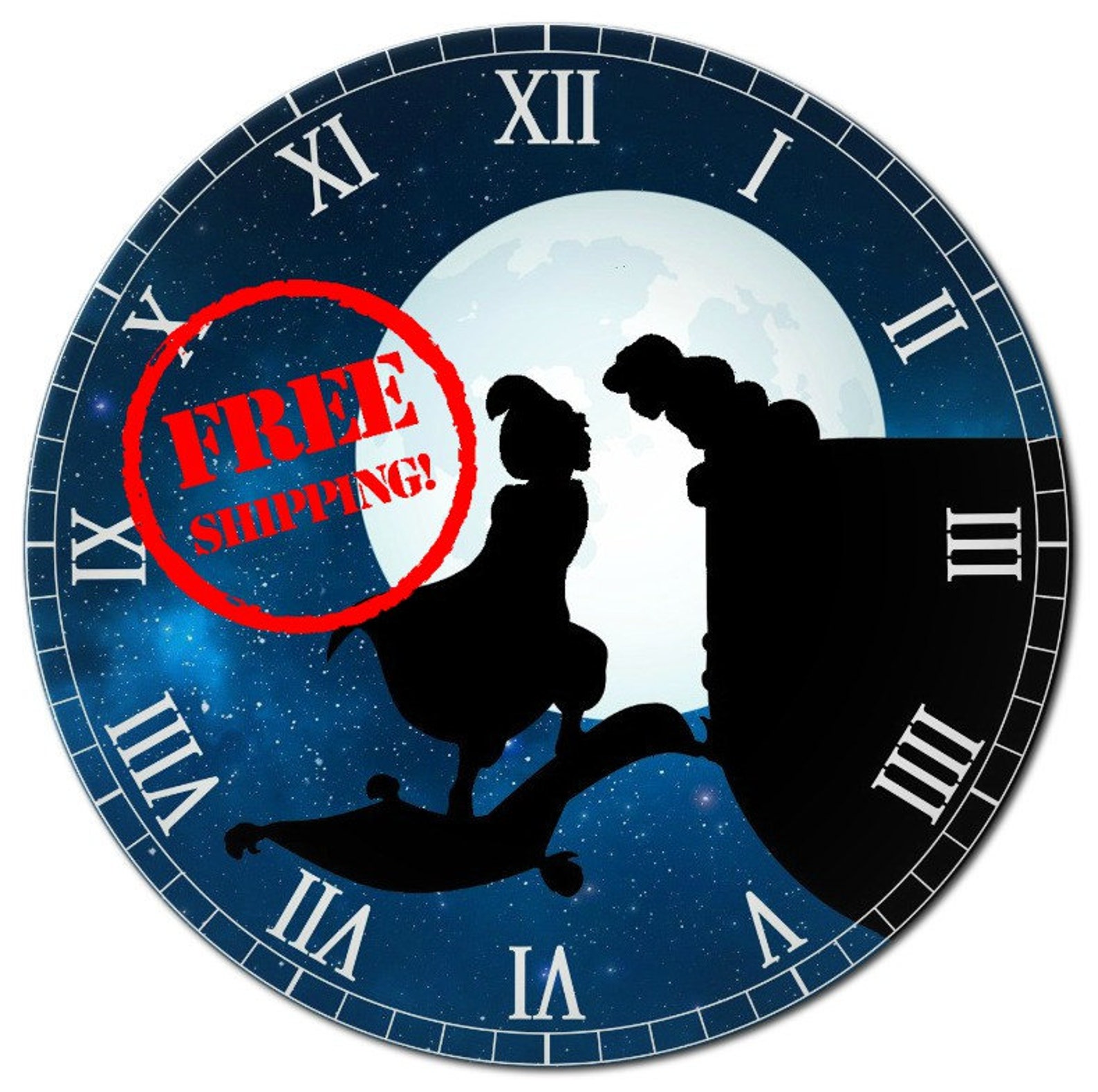 Aladdin and Jasmine Clock Etsy