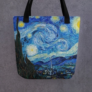 Vincent Van Gogh&#39;s Starry Night - Tote Bag - Impressionist Art-Lover Gift Shopping Errands Travel Commute