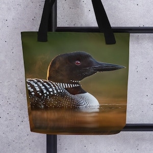 Minnesota Common Loon - State Bird Inspired Tote Bag - Shopping Travel Errands Student Midwest Gift
