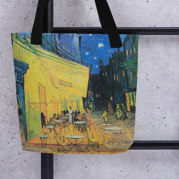 Vincent Van Gogh - Café Terrace at Night - Art-Inspired Tote Bag - Shopping Errands Travel Gift Impressionist