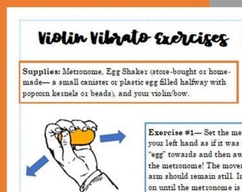 Violin Vibrato Exercises, Violinist Vibrato Helper, Music Lesson Plan, Printable Download