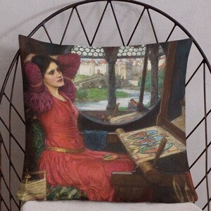 I Am Half-Sick of Shadows, Said the Lady of Shalott - John William Waterhouse Painting - 18&quot;x18&quot; Pillow Female Character Unique Art Gift