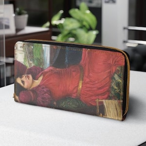 Ich bin halb krank der Schatten (Lady von Shalott) Kunst-inspirierte Brieftasche (8 "x 4") John William Waterhouse Einzigartiges Geschenk für Sie
