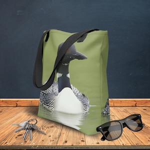 Loon (Common) Nature-Inspired Tote Bag (15&quot;x15&quot;) Minnesota State Bird Northern Wildlife Gift