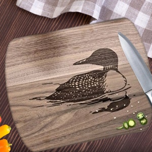 Common Loon Cutting Board *Choose Small/Large Maple/Walnut* Minnesota Lake Life Gifts Unique
