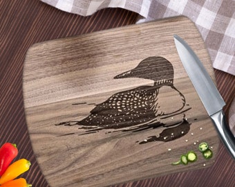 Common Loon Cutting Board *Choose Small/Large Maple/Walnut* Minnesota Lake Life Gifts Unique
