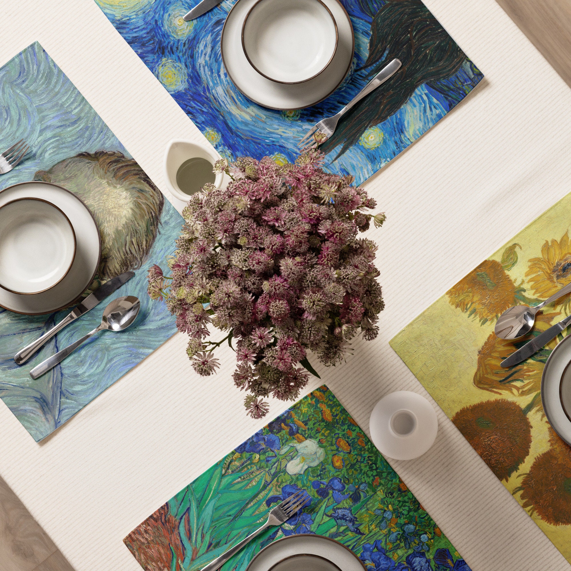 Vincent Van Gogh Artinspired Placemat Set of 4 Self Portrait, Starry