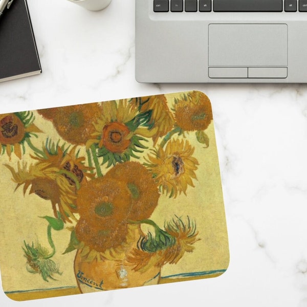 Van Gogh Sunflowers (1888) Mouse Pad Tech Accessories Coworker Gift Desk Cubicle WFH Decor