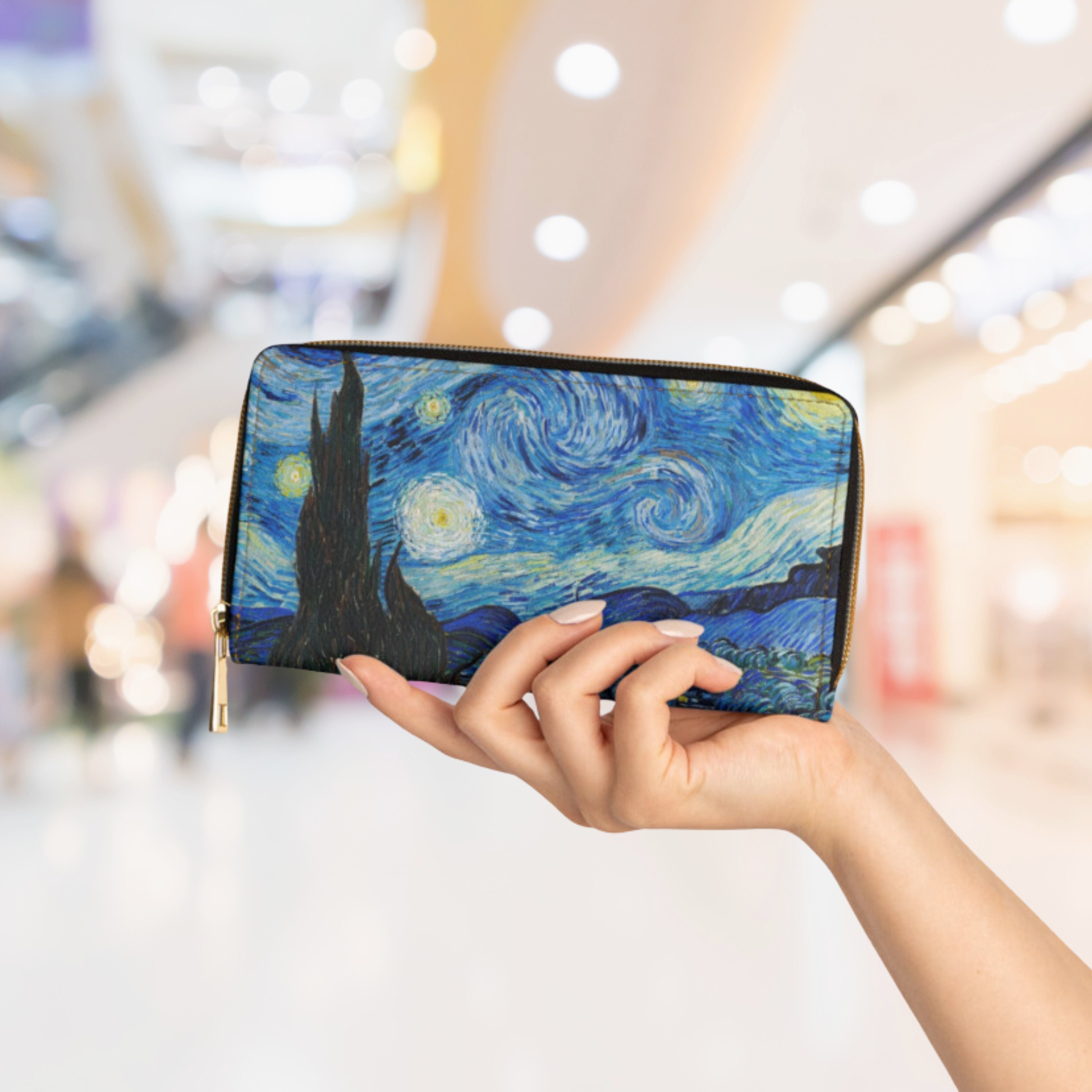 Notte stellata Portafoglio in similpelle ispirato all'arte di