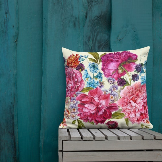 Peony Bouquet Botanical Accent/throw Pillow (18x18, 22x22