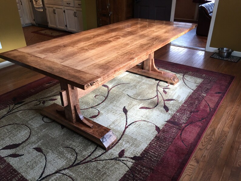 Rustic Maple Farmhouse Table with Pedestal Legs Etsy