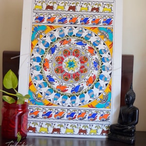 Gondana style art print, upbeat art print, indian art print, gondana art