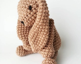 Gehaakte rammelaar konijn: handgemaakt acryl knuffeldier babyspeelgoed