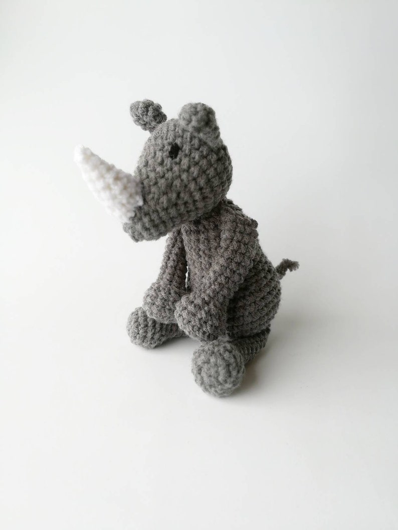 Rhino Baby Rattle/ Crochet Animal/ Amigurumi Rhino/ Plush Rhino/ Stuffed Animals for Babies/ Baby Toys/ Baby Shower Gift/ Crochet Rhino image 6