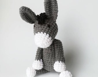 Crochet Donkey Baby Rattle/ Stuffed Animal/ Baby Toys/ Amigurumi Donkey/ Plush Donkey/ Baby Present / Grey Donkey/ Baby Shower Gift/ Rattle