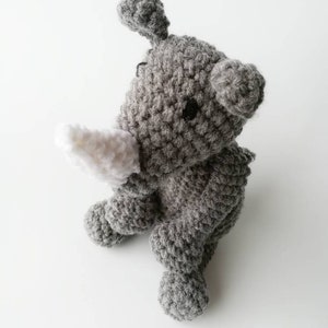 Rhino Baby Rattle/ Crochet Animal/ Amigurumi Rhino/ Plush Rhino/ Stuffed Animals for Babies/ Baby Toys/ Baby Shower Gift/ Crochet Rhino image 5