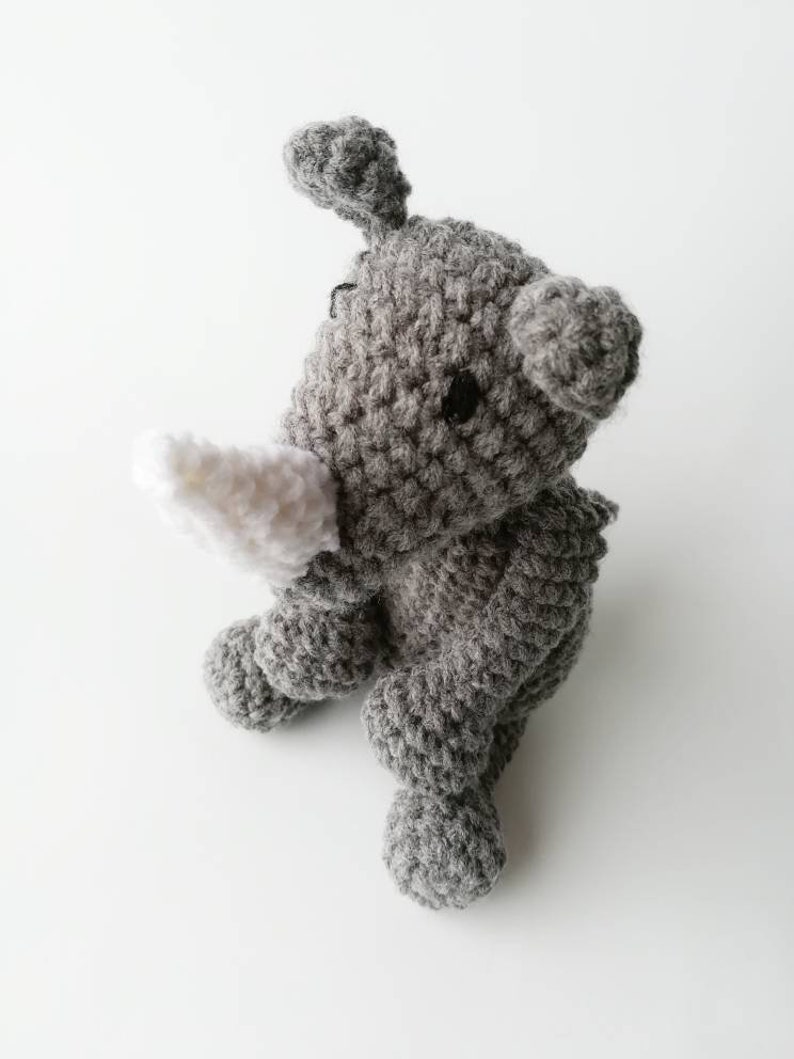 Rhino Baby Rattle/ Crochet Animal/ Amigurumi Rhino/ Plush Rhino/ Stuffed Animals for Babies/ Baby Toys/ Baby Shower Gift/ Crochet Rhino image 5