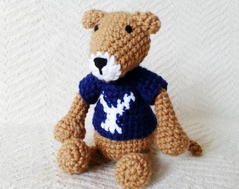 Baby Rattle BYU Cougar/ Crochet Amigurumi Cougar/ Crochet Animal/ Stuffed Animal Cougar/ Baby Toys/ Baby Shower Gift/ BYU Baby/ BYU alumni