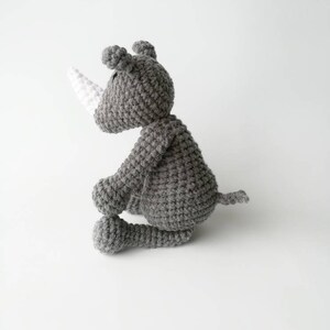 Rhino Baby Rattle/ Crochet Animal/ Amigurumi Rhino/ Plush Rhino/ Stuffed Animals for Babies/ Baby Toys/ Baby Shower Gift/ Crochet Rhino image 4