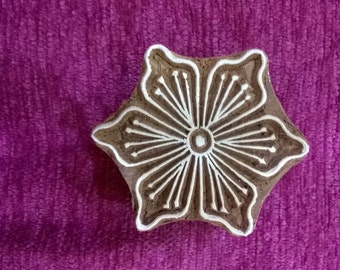 Floral Hand Carved Printing Block Indian Wood Stamp: