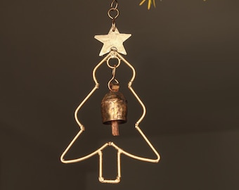 Christmas Tree Wind Chime: Vintage Iron Bell, Handmade Decor
