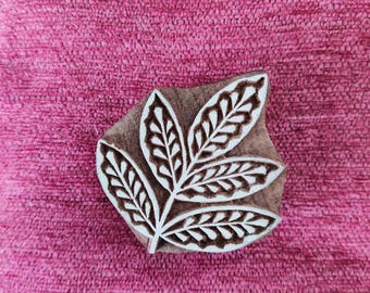 Print block leaf, pottery stamps, textile stamp, fabric stamps, wood carved printing blocks, batik stamps -  abstract flower