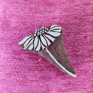 Hand Carved Dandelion Wood Stamp: Indian Textile Printing Block