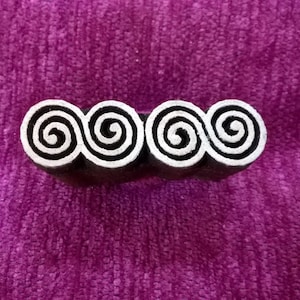 Hand Carved Spiral Wood Stamp: Textile & Pottery Printing (2.5 x 0.5 inch)