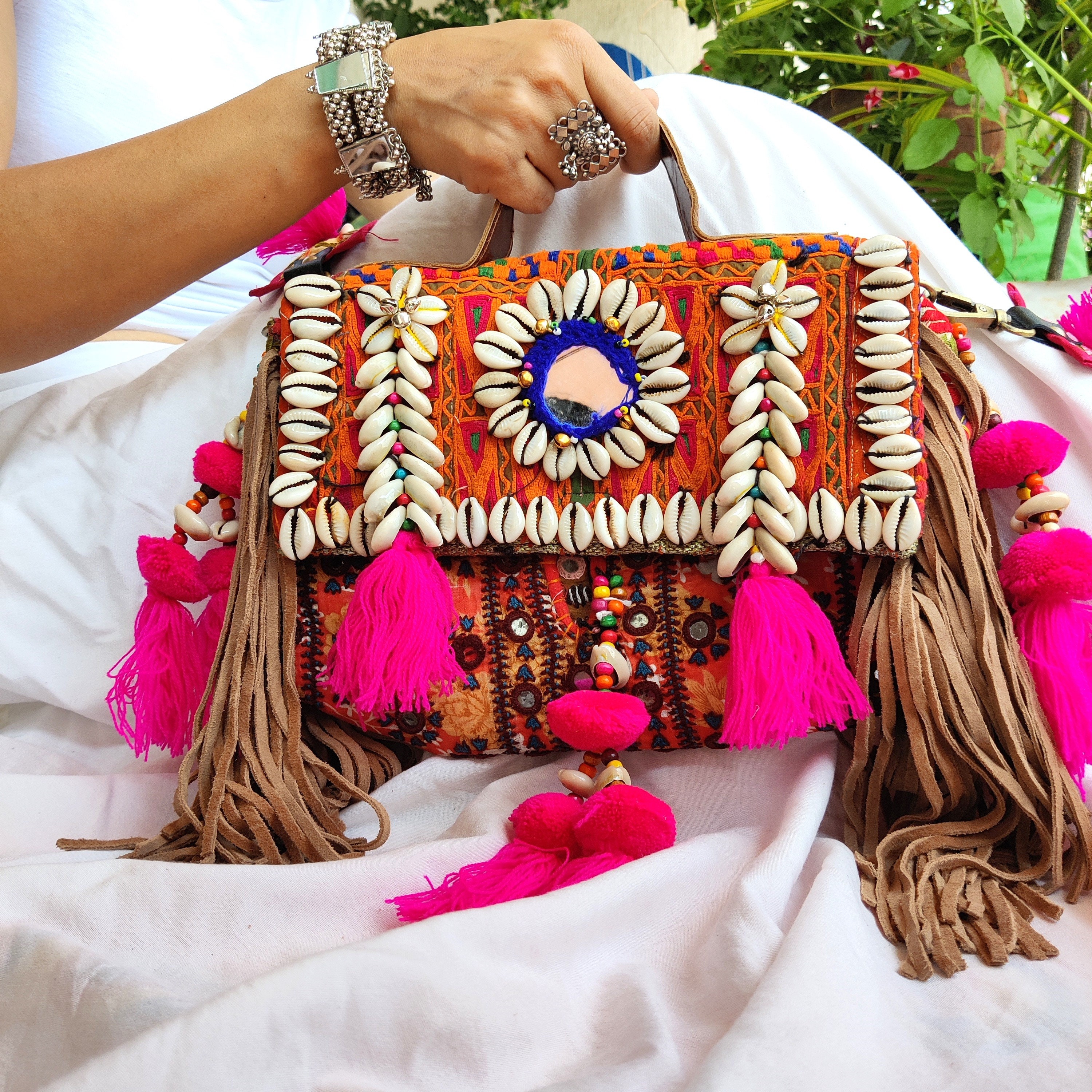 Banjara Boho Bags. We have adorned these with shells, coins, mirrors,  fringes, tassels that give them an unique touch of vintage style and  elegance. : r/handmade