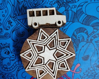 Hand Carved Wood Textile Stamp: Indian Printing Block (Imperfect)