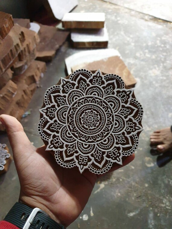 Floral Motif Stamp Textile Stamp Wooden Block Wooden Stamp Pottery Stamp Indian Wood Stamp Wooden Printing Block