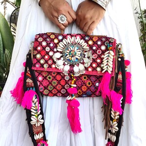 Banjara pompom Handtaschen, Boho Taschen, Zigeunertasche, Vintage Taschen, Boho Taschen, afghanische Taschen