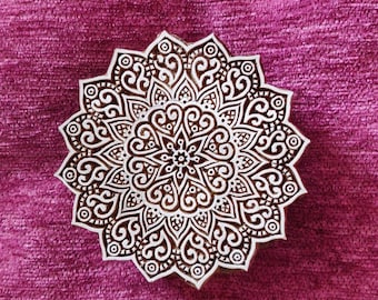 Mandala hand carved wooden stamp, henna stamp, fabric stamp,  hand carved indian wood printing block, tjaps