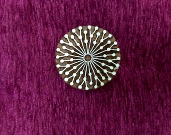 Floral Indian textile block, pottery stamp, wood carved printing block