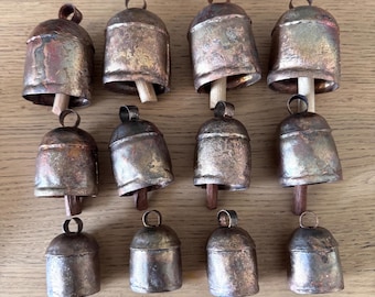 Rustic Farmhouse Bells Set, Wooden Clapper Chimes, Shabby Chic Wedding Decor