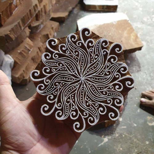 Hand Carved Indian Wood Textile Stamp Block Jellyfish - Etsy