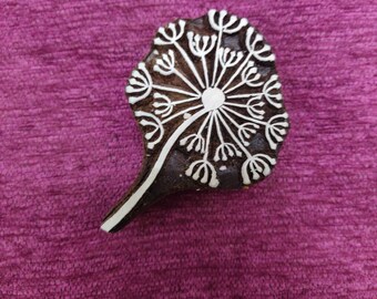 Hand Carved Lotus Design Printing Block Wooden Textile Fabric Print Stamp Craft