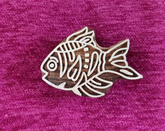 Fish printing block, Pottery stamps, Block printing wood stamp, textile stamps, fabric stamps, soap stamps, tjaps, batik stamp