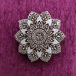 Mandala handgesneden houten stempel, henna stempel, stof stempel, handgesneden indisch hout drukblok, tjaps