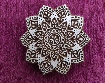 Mandala hand carved wooden stamp, henna stamp, fabric stamp,  hand carved indian wood printing block, tjaps